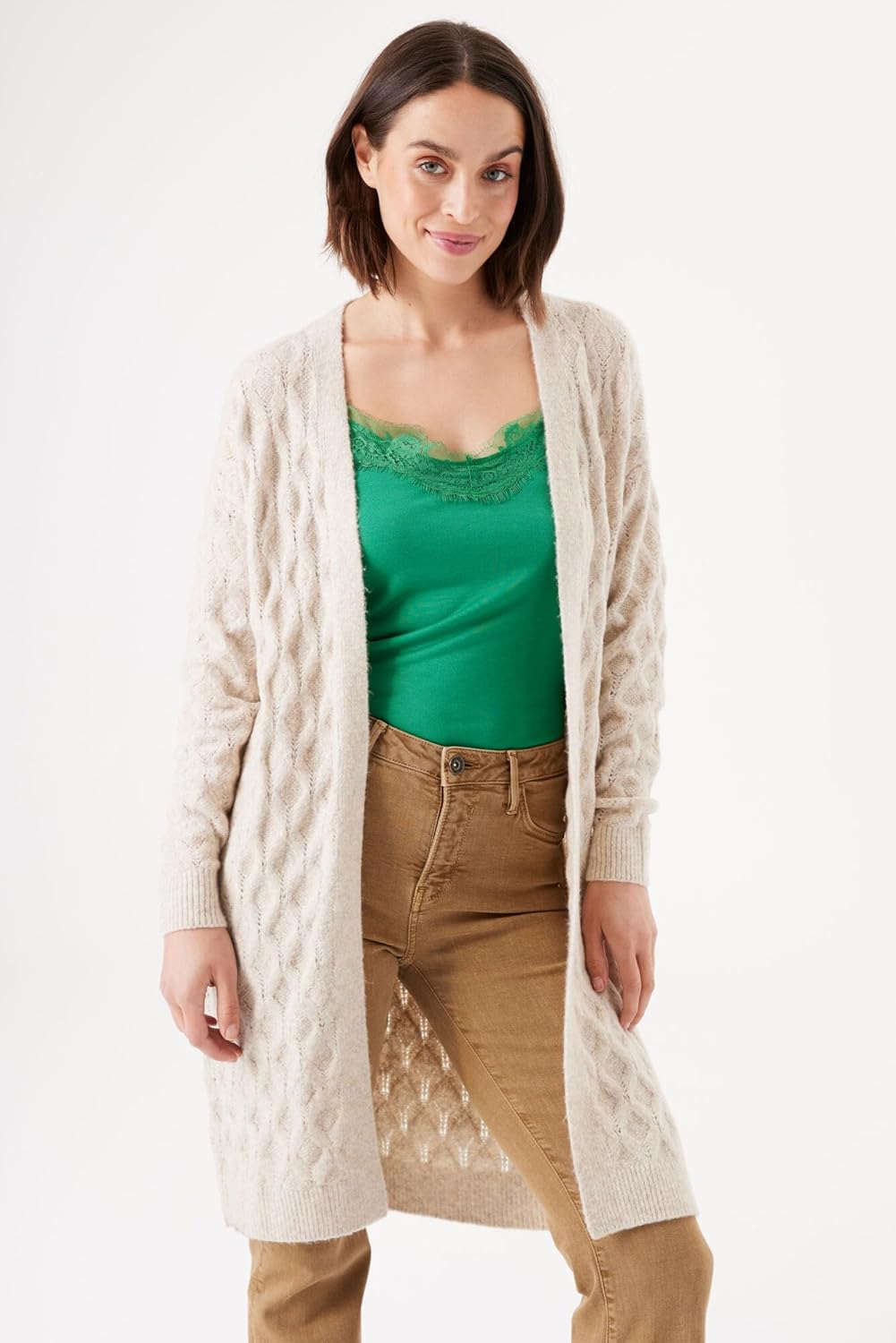GARCIA Damen StrickjackeI30052-2542-XS M Sand Melee, M Sand Melee