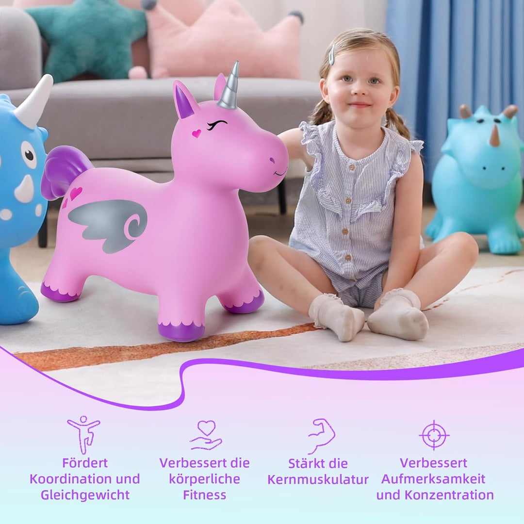 U&C Planet Hüpftier, Einhorn Hüpfpferd Animal Hopper,100kg Tragfähigkeit, Animal Hopper Springpferd