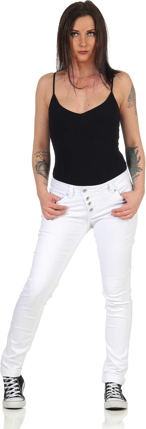 Buena Vista Jeans Hosen Damen - Malibu - Stretch Twill - Black - schwarz - Gr. XS Weiss, XS Weiss