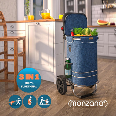 Monzana 2in1 Einkaufstrolley 56L bis 50 kg klappbar abnehmbare Tasche Handwagen Einkaufswagen Einkau