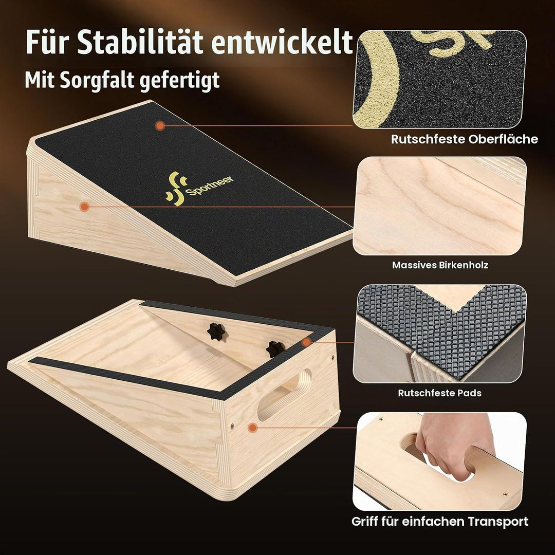 Sportneer Wadendehner Schrägbrett 540 KG – 15° / 20° Slant Board für Knieretter, Squat Wedge, Kraftt