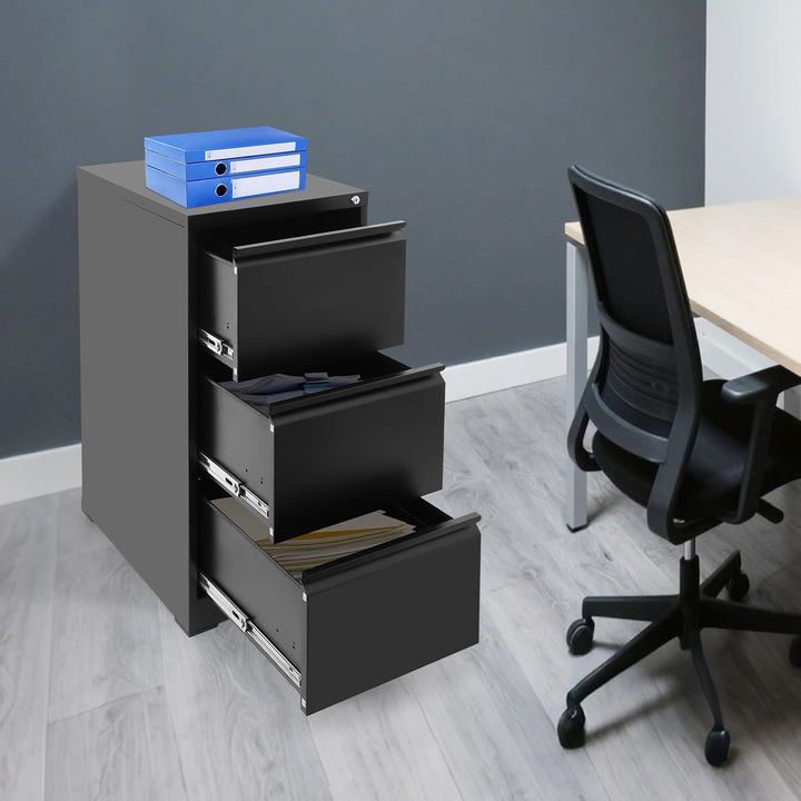 Aktenschrank mit 3 abschliessbare Schubladen Büroschrank für Homeoffice Metallschrank Akten Lagersch