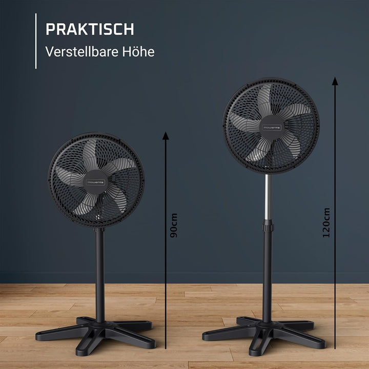 Rowenta Turbo Essential Standventilator, Schwarz, VU3110F3 51 db/ 3 Geschwindigkeitsstufen Schwarz,
