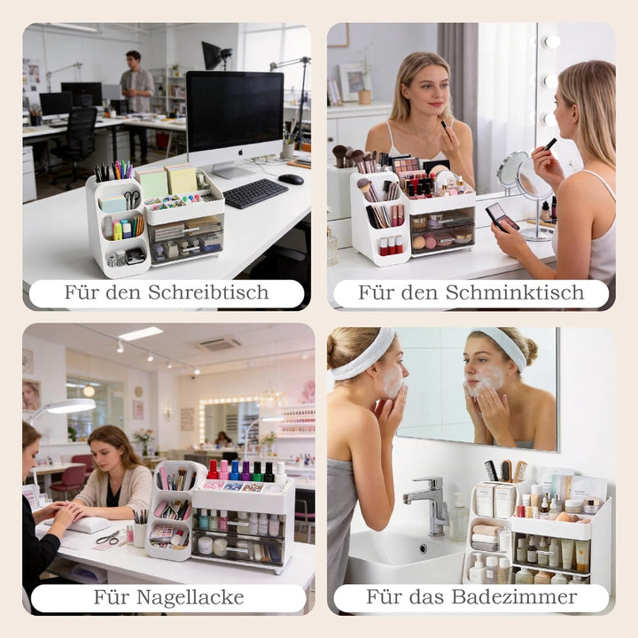 Make-Up Organizer für Kosmetik und Schminktisch Organizer, grosse Kapazität mit 3 Schubladen, robust