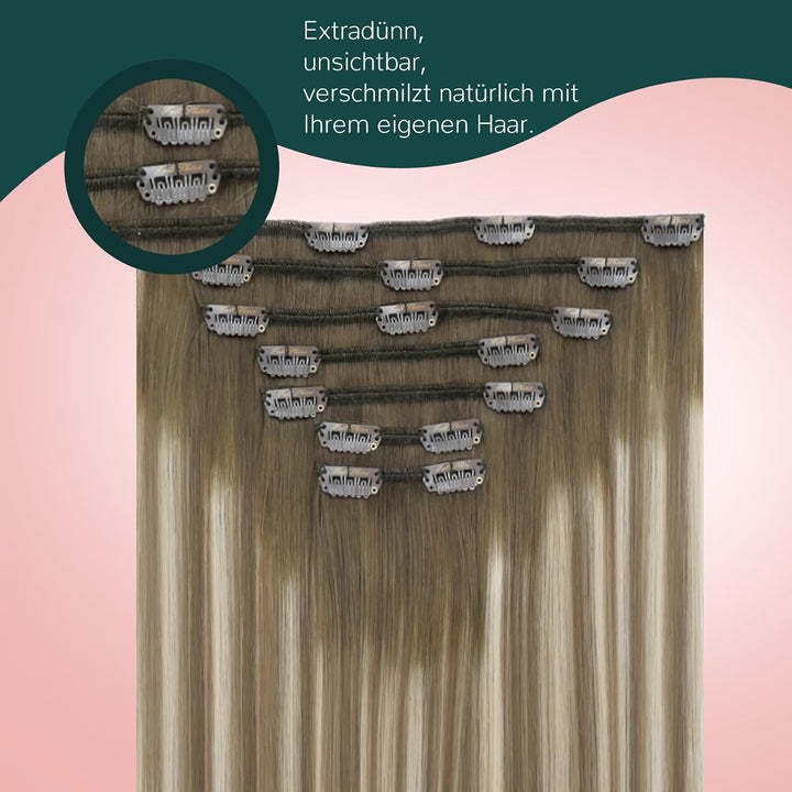 Easyouth Balayage Clip in Echthaar Extensions Blond Clip in Extensions Echthaar Remy Clip in Extensi