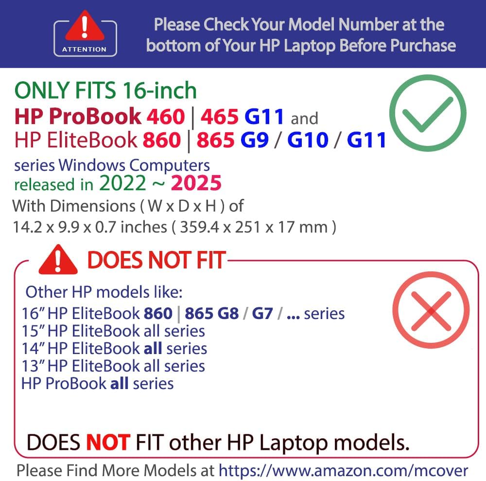mCover Nur kompatibel mit HP ProBook 460 | 465 G11 &amp; EliteBook 860 | 865 G9 G10 G11 Series Windows N