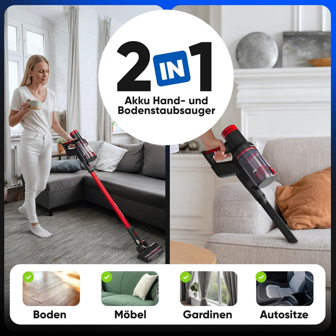 ProfiCare® Akku Staubsauger kabellos | extra stark | 22,2V Akku | Staubsauger beutellos | 35 min. La