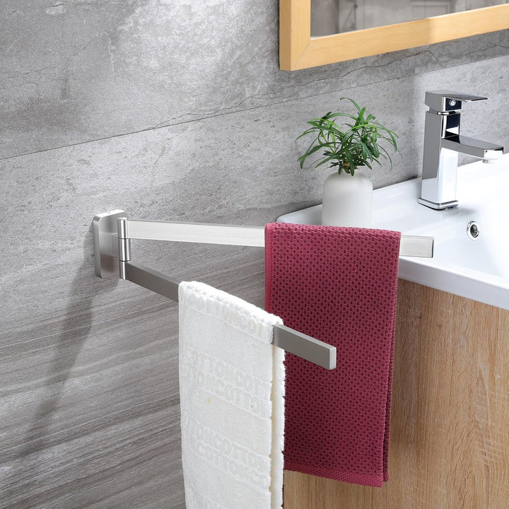 ZUNTO Wandmontage Doppelt Handtuchhalter 180° Schwenkbar 2-armig Handtuchstange 304 Edelstahl Gebürs