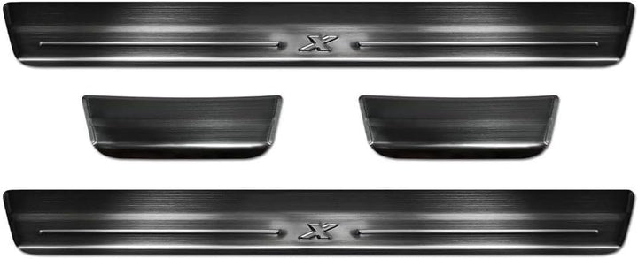 Black Stainless Steel Door sill protectors compatible with Toyota Aygo X 2022- 'Lines X' - 4-pieces