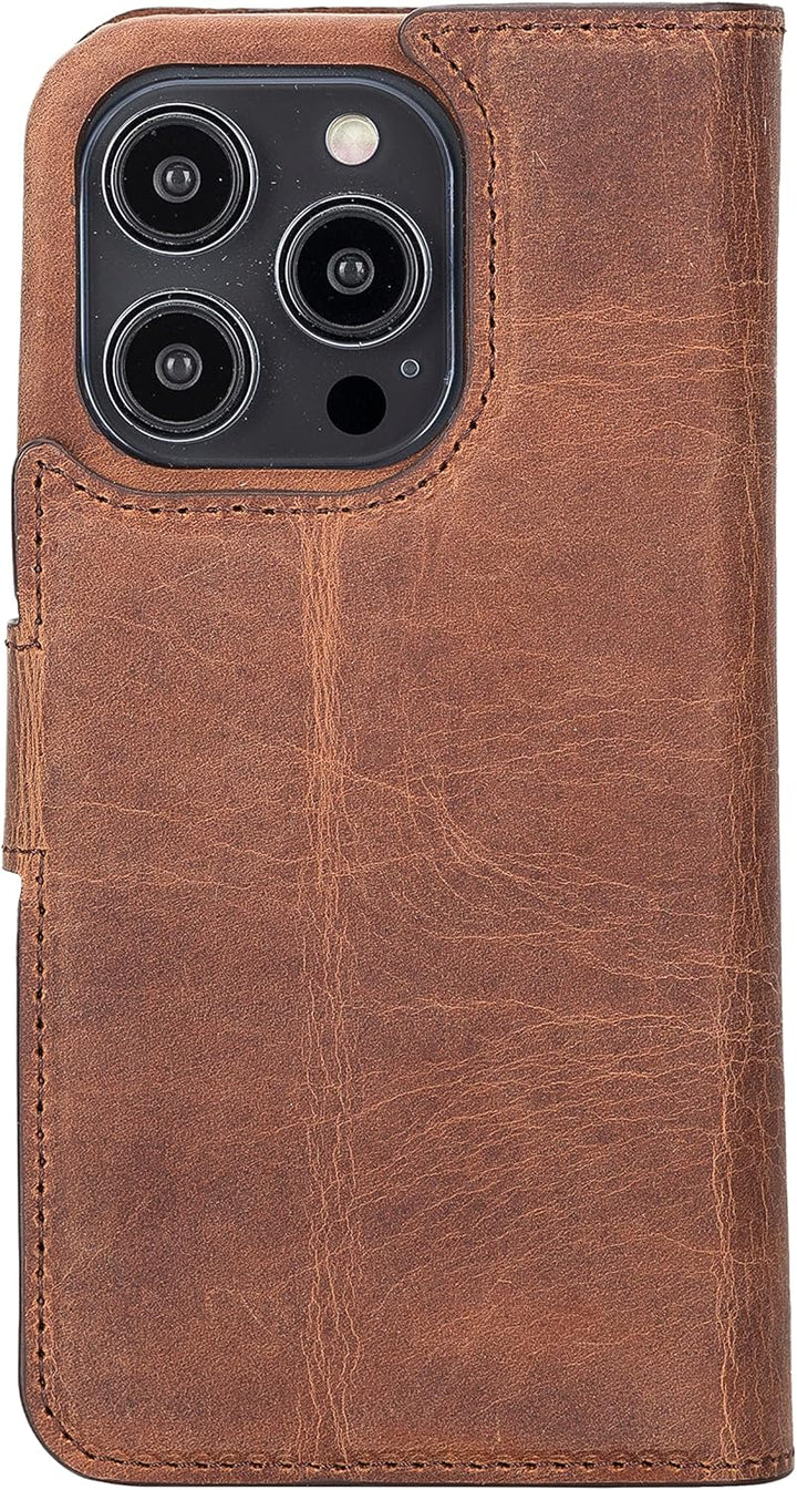Solo Pelle Lederhülle kompatibel für iPhone 14 Pro in 6.1 Zoll abnehmbare Hülle (2in1) inkl. Kartenf