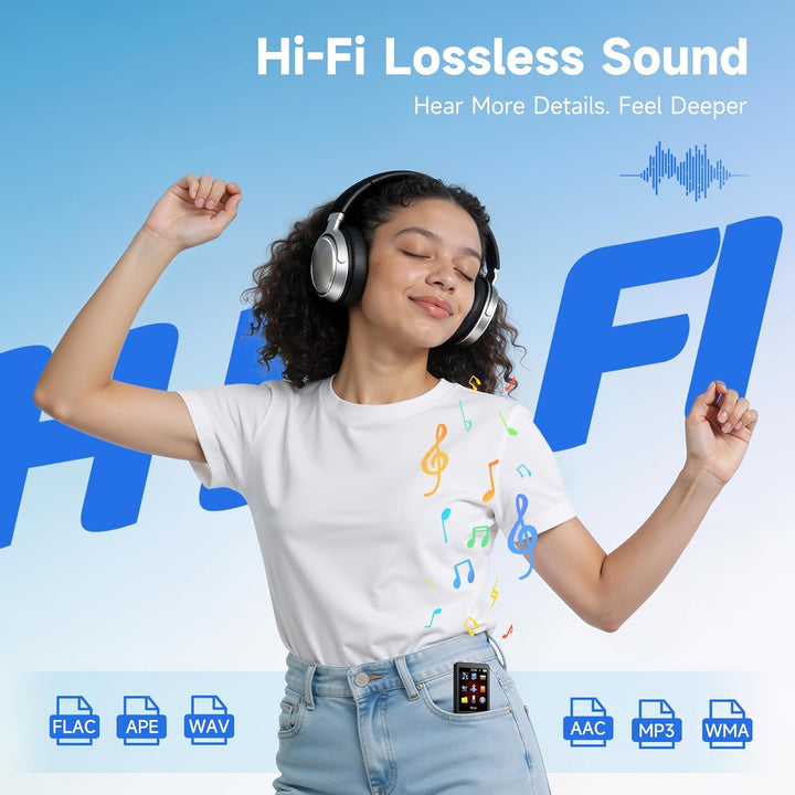 64 GB MP3 Player mit Bluetooth 5.3, tragbarer Musikplayer mit integriertem Lautsprecher, Reader, Dig