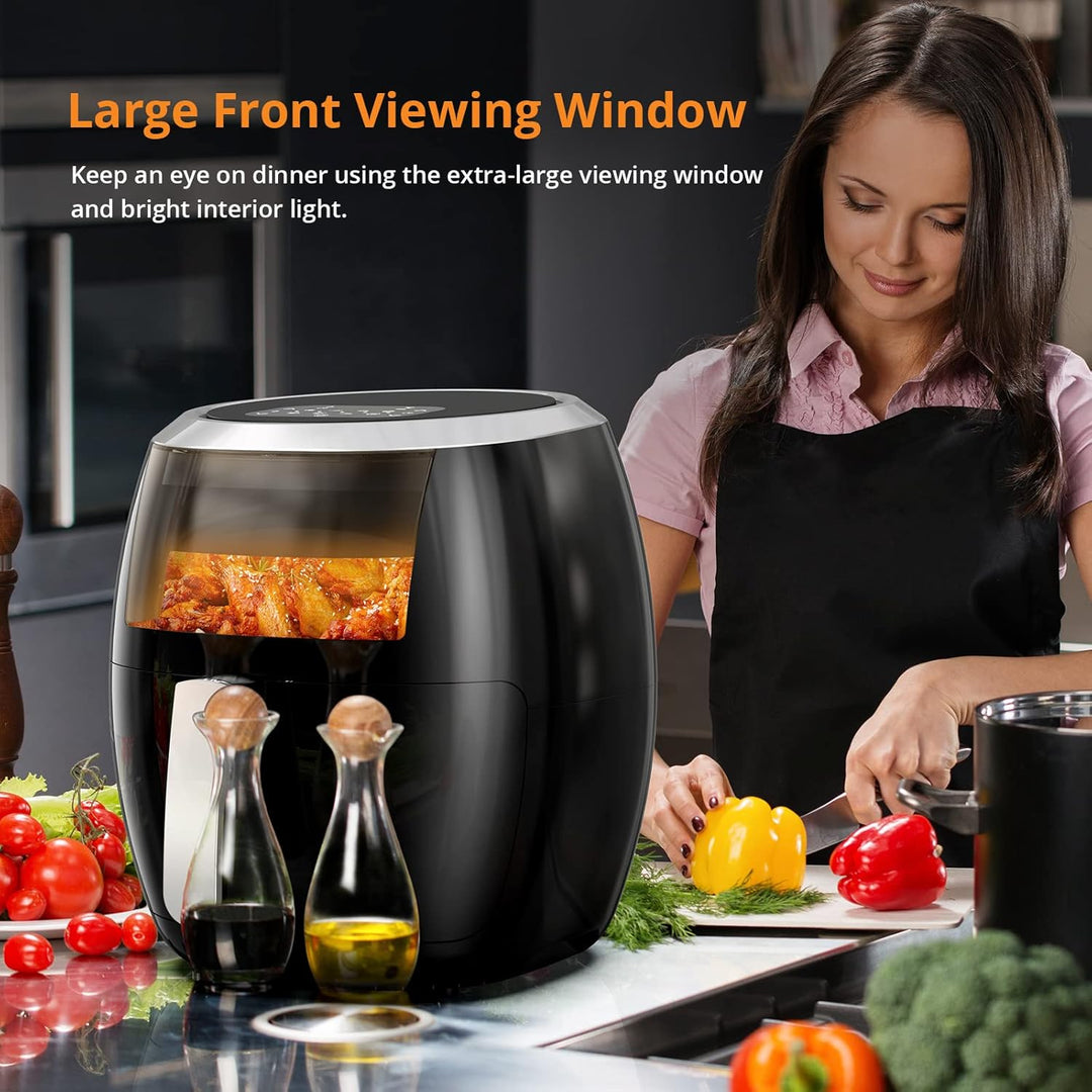 HeissLuftfritteuse, XXL öLfrei 8l 1800w, Heissluftfritteuse Mit Sichtfenster & Digitaldisplay,Touch-