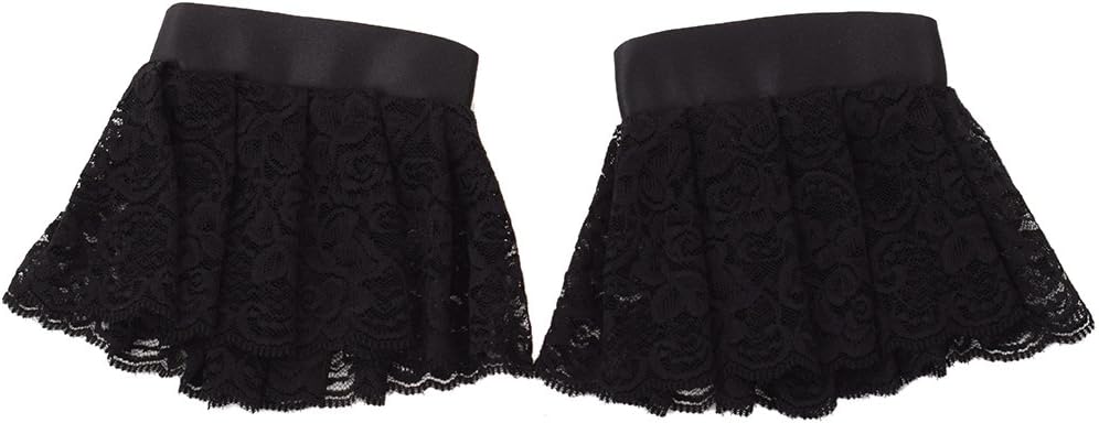 BLESSUME Jabot Kragen Viktorianisch Halskrause Spitze Jabot Kostüm Gross Schwarz Jabot Manschetten,