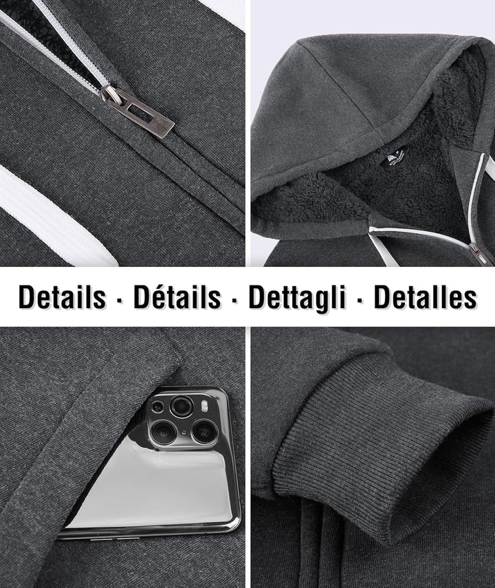 igeekwell Herren Hoodie, Herren Reissverschluss Kapuzenpullover Kapuze Casual Sweatshirt Classic Far