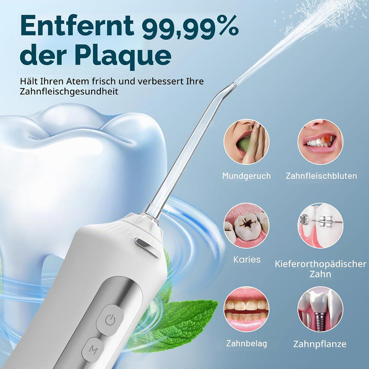 BarberBoss Water Flosser, Plaque-Entferner für Zähne, Munddusche, elektrischer Zahnseide-Apparat, Za