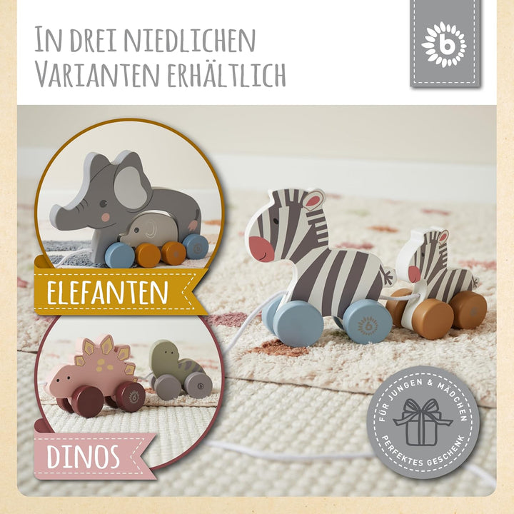 Bieco Holzspielzeug Baby Zebra - Hinterherzieh Tier zum Hinterherziehen - Holzspielzeug Baby ab 1 Ja