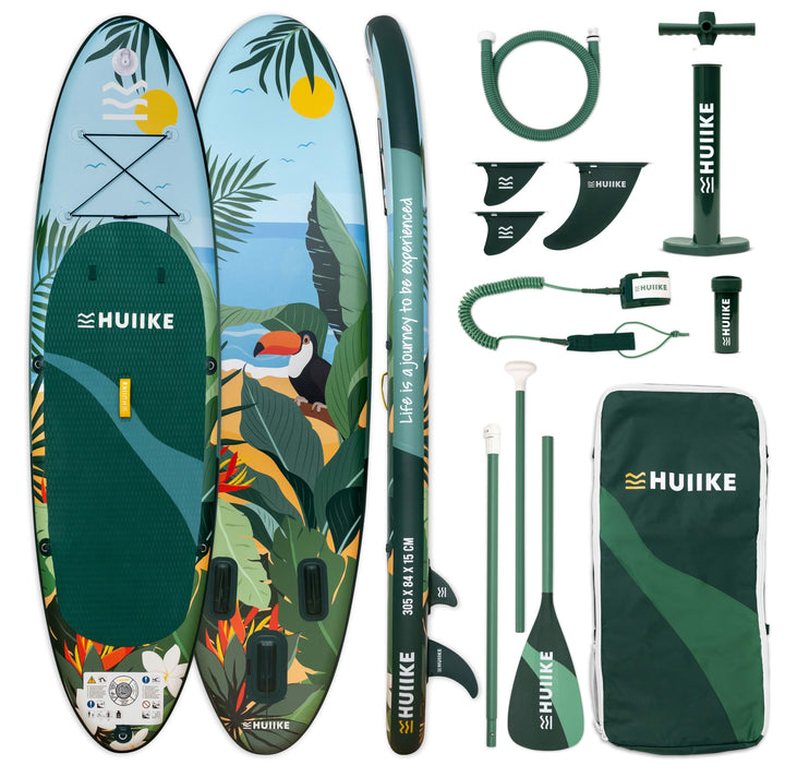 HUIIKE Stand Up Paddling Board mit Zubehör, Paddel, Finnen, Pumpe. Paddle Sup Board Aufblasbar Hohe