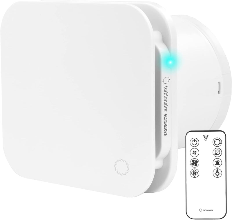 Turbionaire Trend Plus Abluftventilator für Bad, Küche, Fernbedienung, Multifunktion, max. 5,7 W, 7
