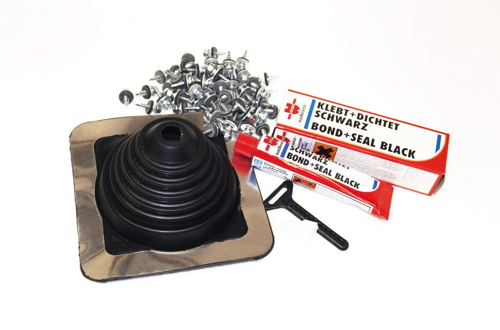 Rohrmanschette 22-101mm, Nr. 2 eckig, aus EPDM schwarz, inklusive Montageset zur Befestigung