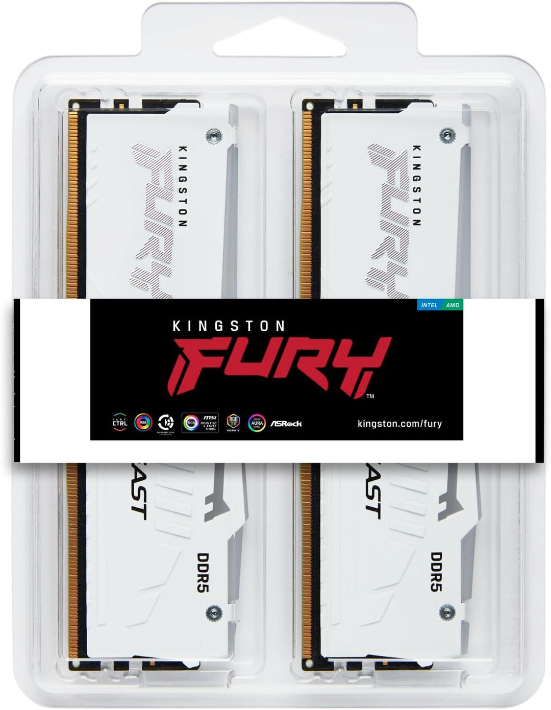Kingston Fury Beast Weiss RGB XMP 32GB 5600MT/s DDR5 CL40 DIMM Desktop Gaming Speicher kit mit 2 - K