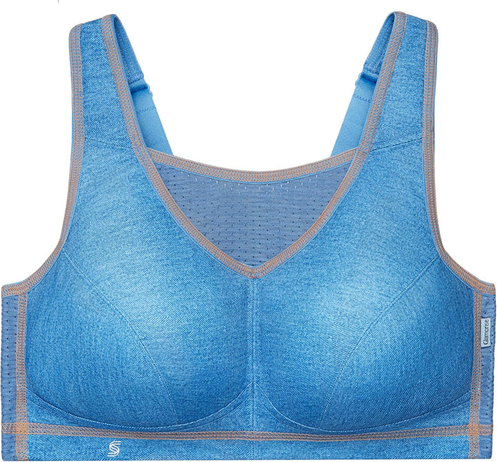 Glamorise Damen Hochleistungs Bustier Sport-BH 75C Light Denim, 75C Light Denim