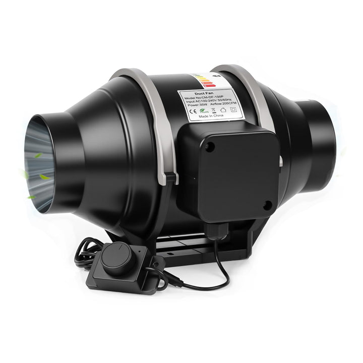 Rohrventilator 100mm Regelbar 360m³/h Rauchabzug Inline Abluftventilator mit EC Motor Rohrlüfter 100