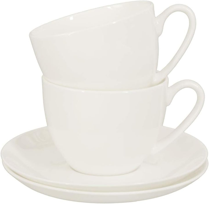 Buchensee Kaffeetassen Set aus Fine Bone China Porzellan. 6 Kaffeetassen je 210ml und 6 Unterteller