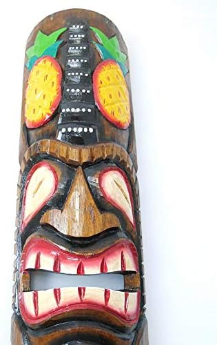 Maske Tiki, Höhe 50 cm, Holz, Motiv Ananas. Wanddekoration Tiki Bar.