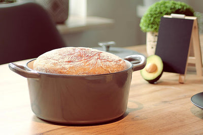 Echtwerk Schmortopf aus Gusseisen mit Emaille-Beschichtung, Brotbacktopf, Für Backöfen, Grill und In
