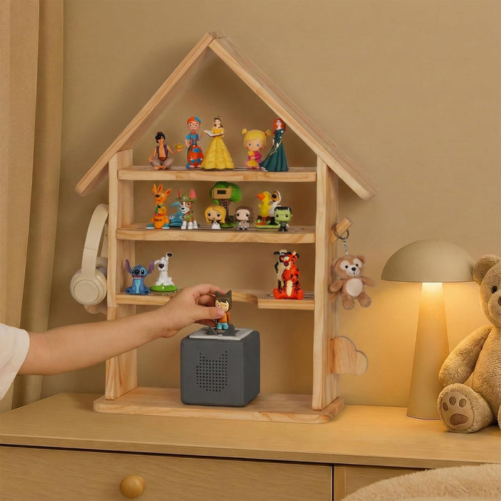 Todeco Toniebox Regal aus Holz, kompatibel mit Toniebox und Tonies, magnetisches Kinderregal für 30-