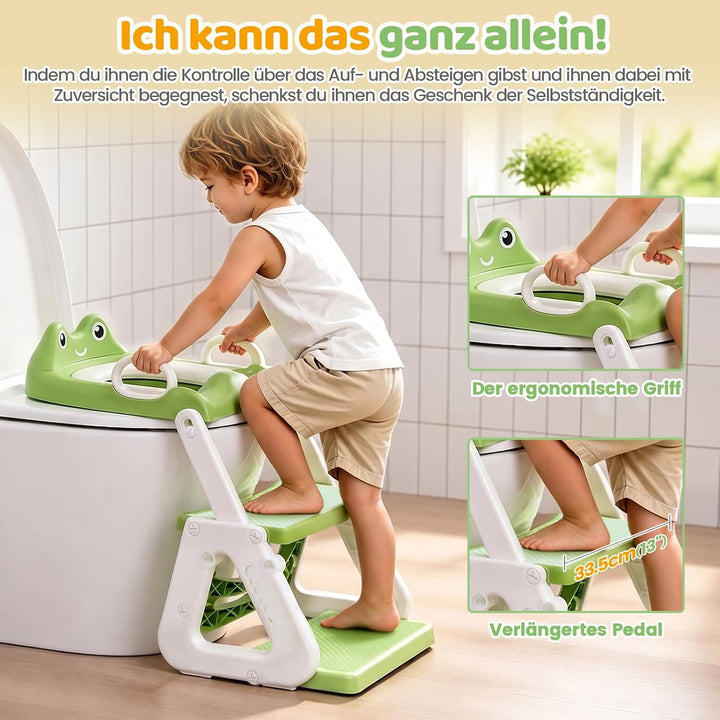 Orzbow Kinder Toilettensitz, Stabil Toilettensitz Kinder mit Treppe und Dreiecksstruktur, Verlängert