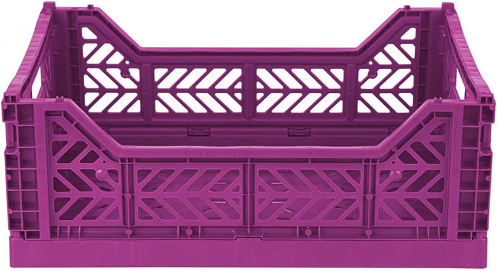 AYKASA Klappkiste, stabile Faltkiste aus Kunststoff, stapelbar, Purple, Midi (40x30x14cm) Purple Mid