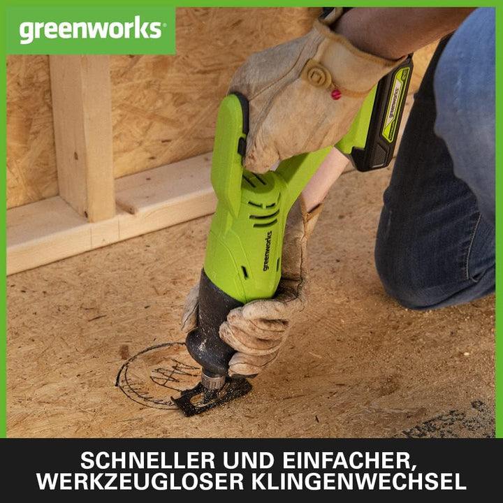 Greenworks GD24RS Akku Säbelsäge mit bürstenlosem Motor, 2700spm, 28 mm Hublänge, OHNE 24V Akku & La
