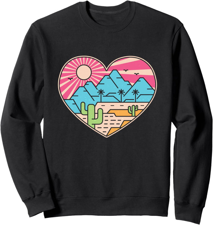 Summer Southwest Desert in a Heart Hiking Grafik für Damen Sweatshirt