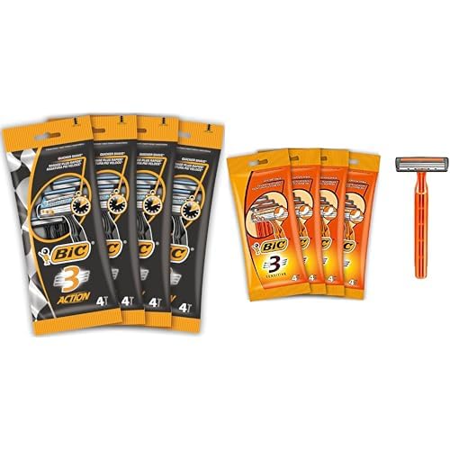 BIC 3 Action Rasierer Herren, 16 Einwegrasierer mit je 3 Klingen, mit Aloe Vera & 3 Sensitive Rasier