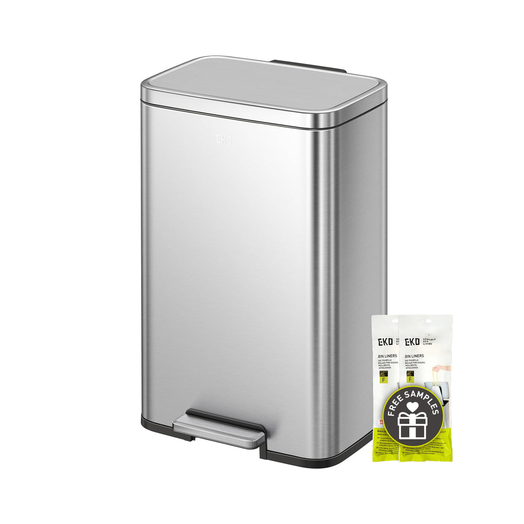 EKO Madison 50l Mülleimer Küche, Tretmülleimer mit Geruchsfach und Inneneimer, Mistkübel mit Soft-Cl