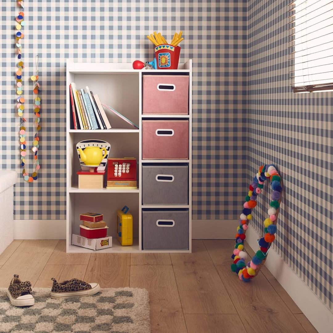 Aufbewahrungsmöbel für Kinder mit 7 Fächern und 2 rosa und 2 grauen Boxen - Camille