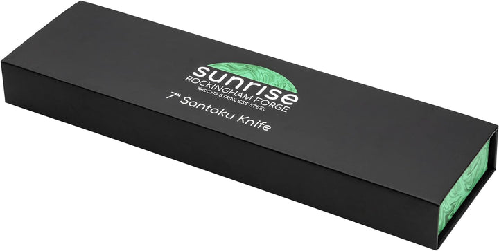 Rockingham Forge Sunrise Collection Emerald smaragd 7” Santokumesser mit hochwertiger Klinge aus X40