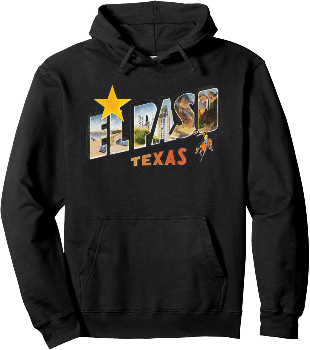 El Paso Texas TX Vintage Retro Souvenir Pullover Hoodie