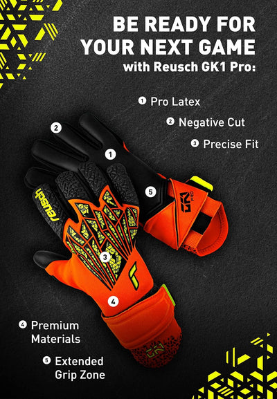 Reusch Unisex – Erwachsene Torwarthandschuhe Gk1 Pro mit Hervorragendem Grip und Innennaht Schnitt 8