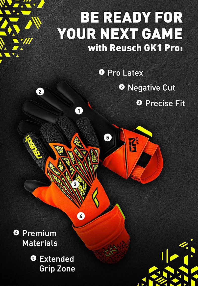 Reusch Unisex – Erwachsene Torwarthandschuhe Gk1 Pro mit Hervorragendem Grip und Innennaht Schnitt 8