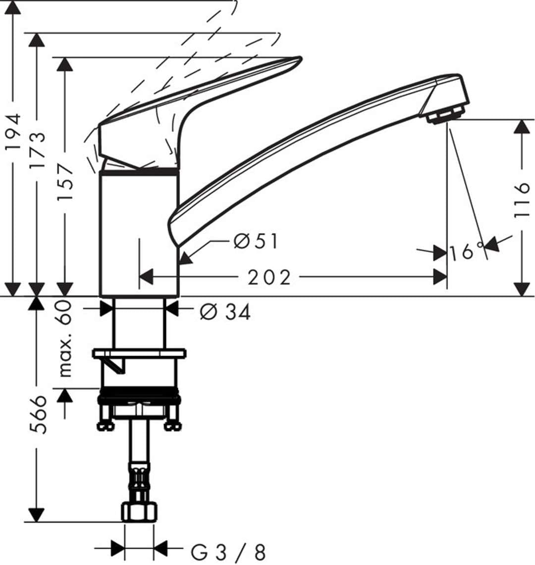 hansgrohe Logis wassersparende Einhebel-Küchenarmatur, Komfort-Höhe 120mm mit CoolStart, Chrom Chrom