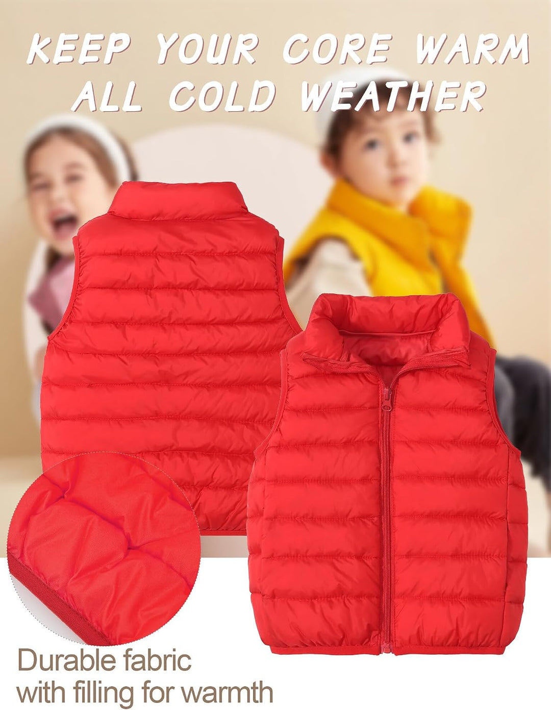 Happy Cherry Kinder Winterweste Gefütterte Stehkragen Weste Winddicht Ärmellose Jacke Baby Warme Ste