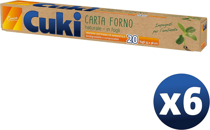 Cuki Naturpapier Backofen 33 x 38 cm - 6 Packungen mit je 20 Blatt