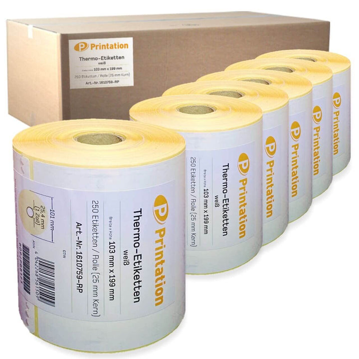 Printation Versandetiketten 103 x 199 mm weiss DHL, DPD, GLS, UPS - 1500 103x199 Thermo Versand Etik
