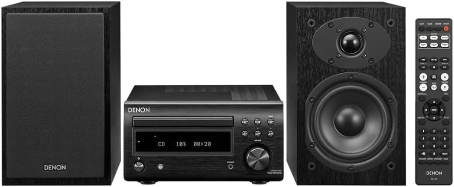 Denon D-M 41 DAB Kompaktes HiFi-System (2 x 30W Ausgangsleistung) Schwarz Schwarz HiFi Set, Schwarz