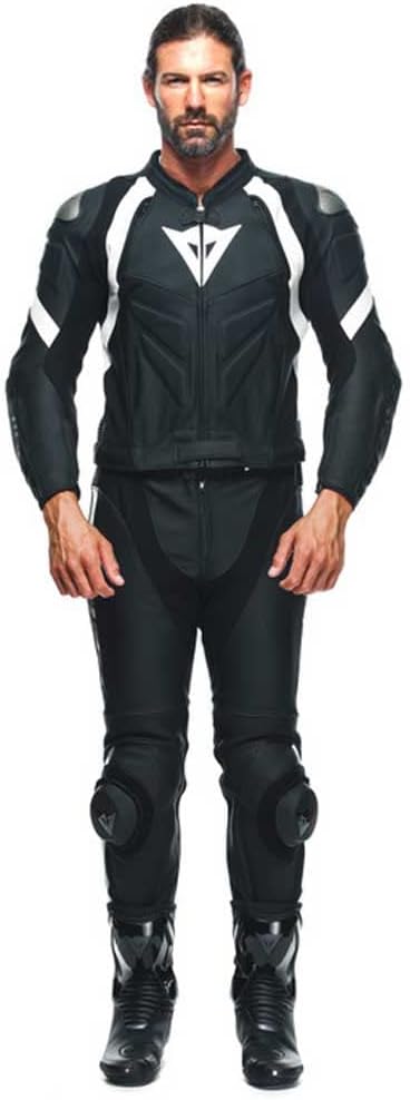 Dainese Avro 4 2-Teiler Motorrad Lederkombi (Black/White,48) 48 BLACK-MATT/BLACK-MATT/WH, 48 BLACK-M