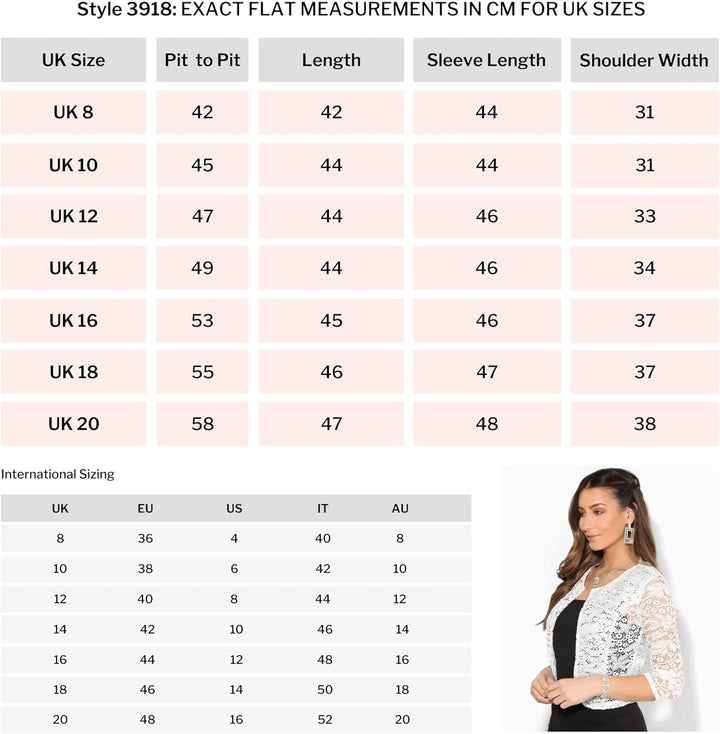 KRISP Damen Festliche Bolerojacke Spitzenjacke Bolero Strickjacke Hochzeit Damenjacke 36 Schwarz, 36