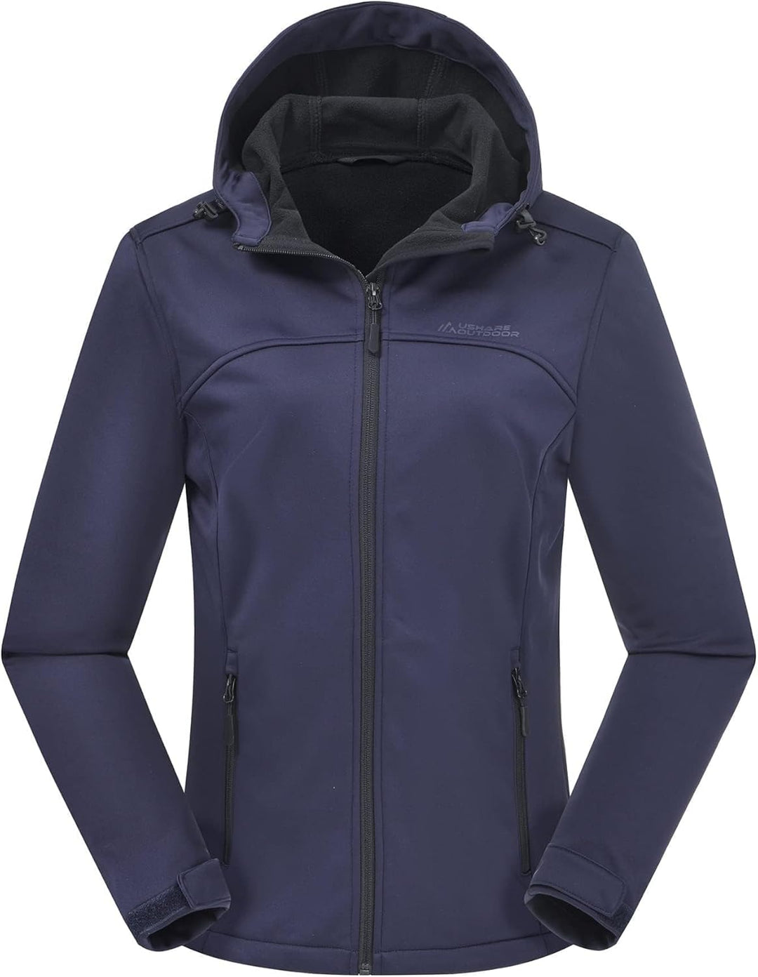 ATLASLAVA Damen Softshelljacke Leichte mit Fleece-Futter Kapuze Windjacke Laufen Wandern XL Blau, XL