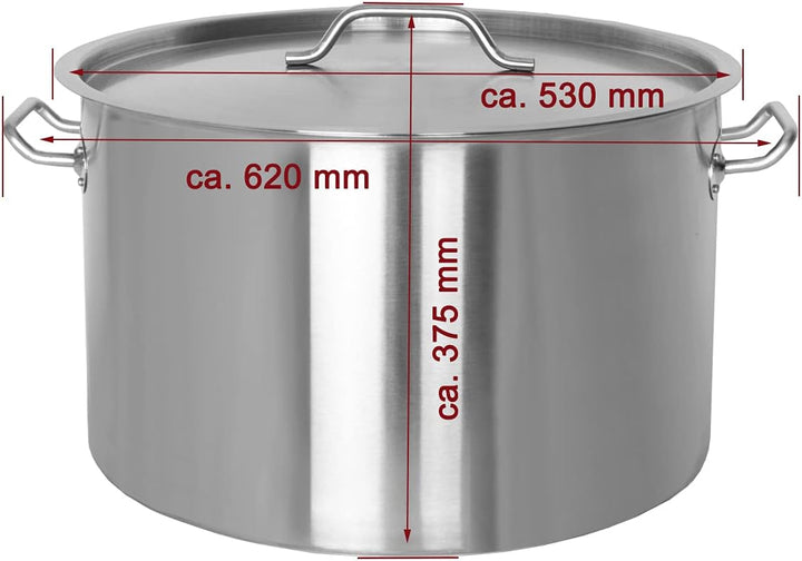 Beeketal 'BKT-58' Gastronomie Kochtopf ca. 55,5 Liter aus Edelstahl mit starken Griffen und Deckel,